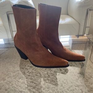 New Never Worn. Studio Pollini Copper Suede Ankle Boots (37 1/2)